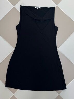 Reformation Stretchy Black Sleeveless Dress with Cowl Neckline